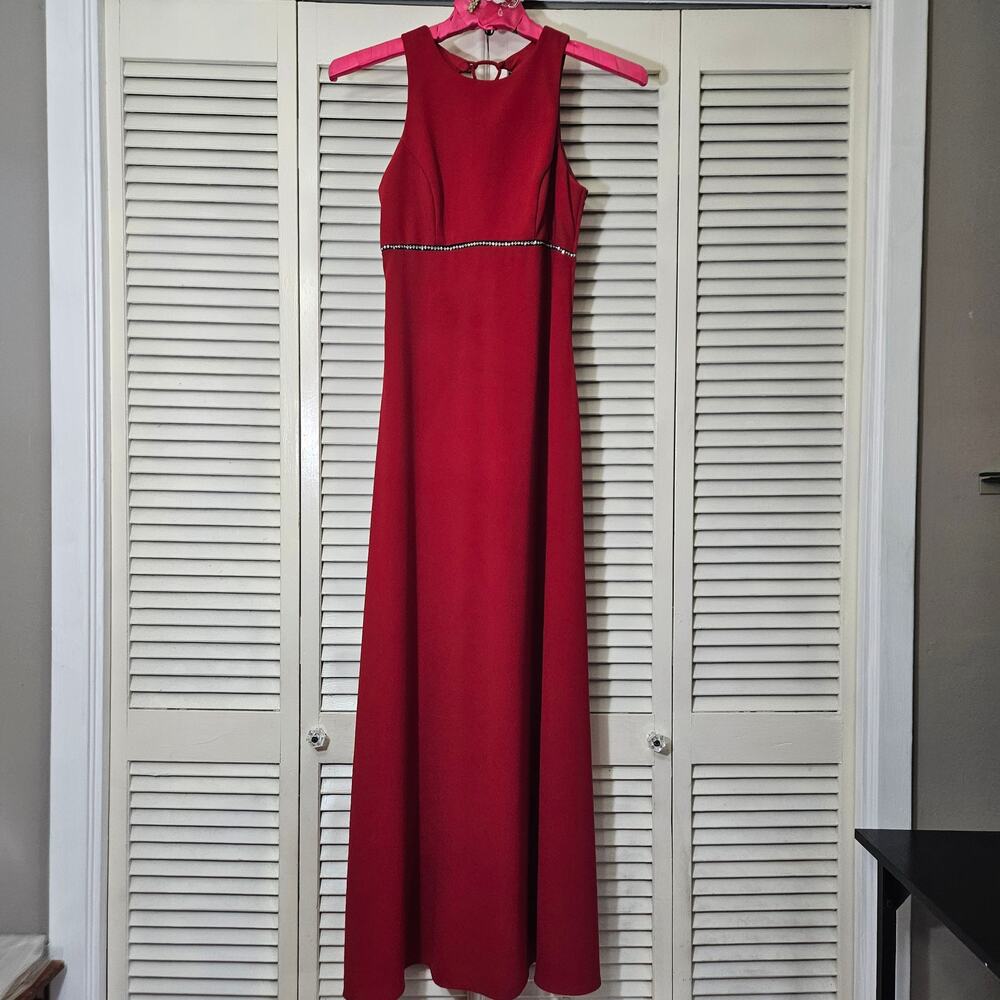 VTG Jump Apparel W. Chaitin Red Rhinestone Strappy Gown 5/6 90s Glam Siren Vampy